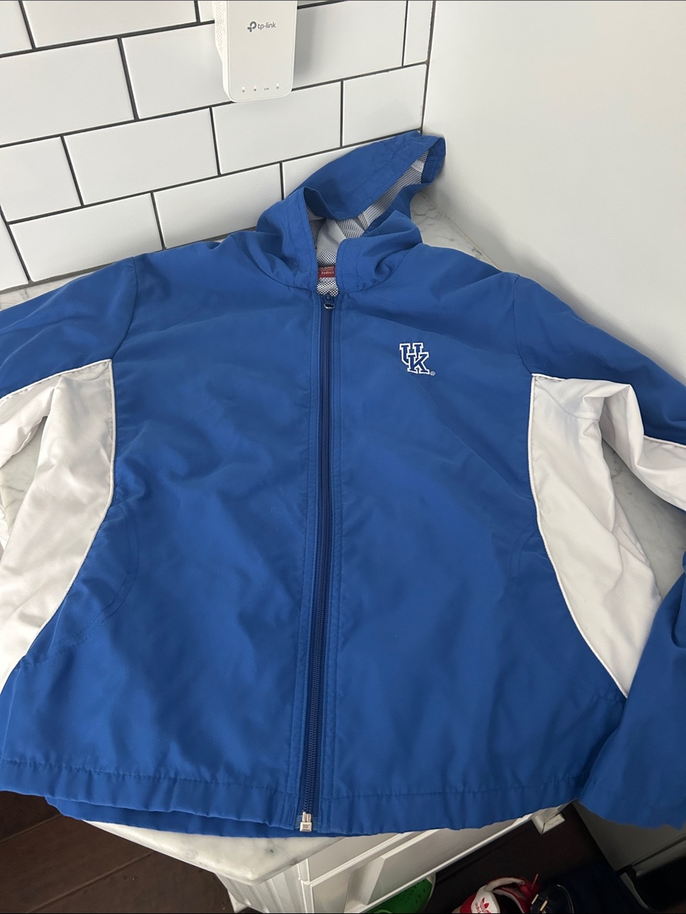 University of Kentucky Hooded Blue Bomber Jacket with White Panels